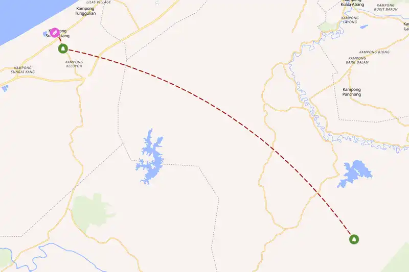 Example Brunei itinerary planner route
