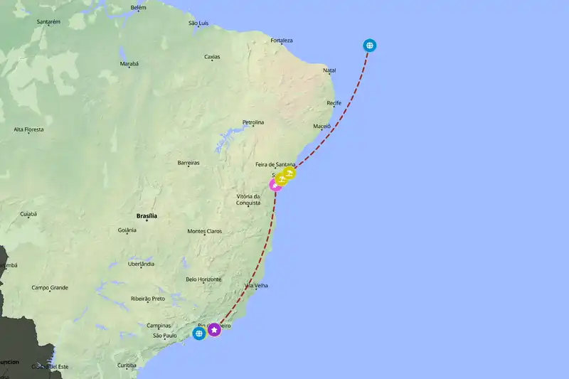 Example Brazil itinerary planner route
