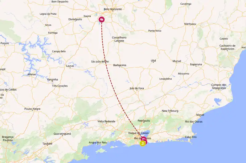 Example Brazil itinerary planner route