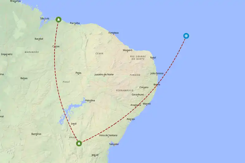 Example Brazil itinerary planner route