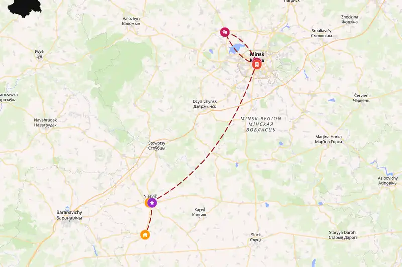 Example Belarus itinerary planner route