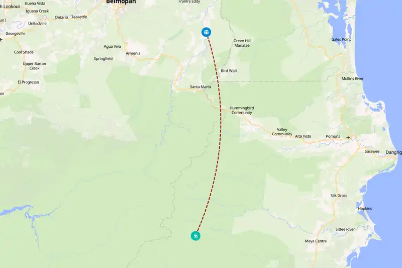 Example Belize itinerary planner route