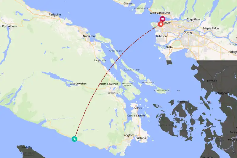 Example Canada itinerary planner route