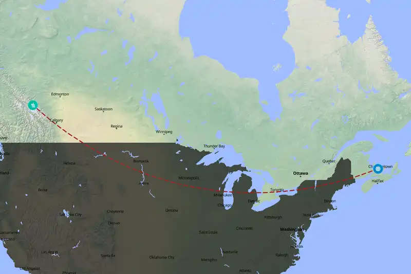 Example Canada itinerary planner route