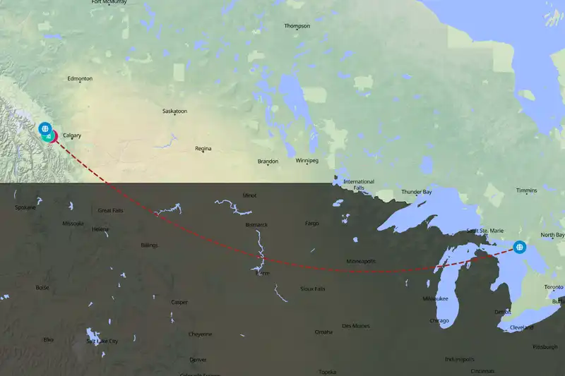 Example Canada itinerary planner route