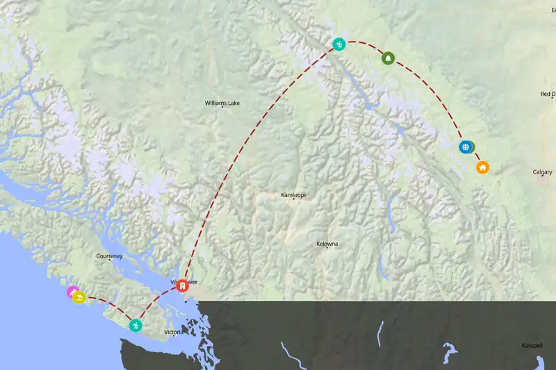 Example Canada itinerary planner route