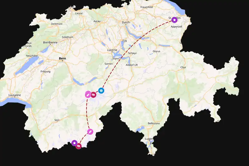 Example Switzerland itinerary planner route