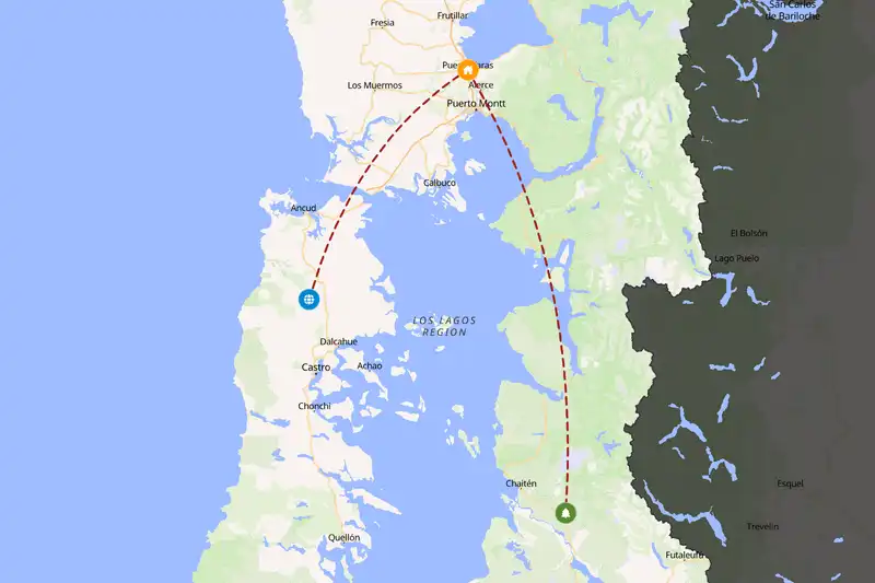 Example Chile itinerary planner route