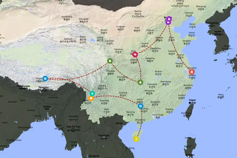 Example China itinerary planner route