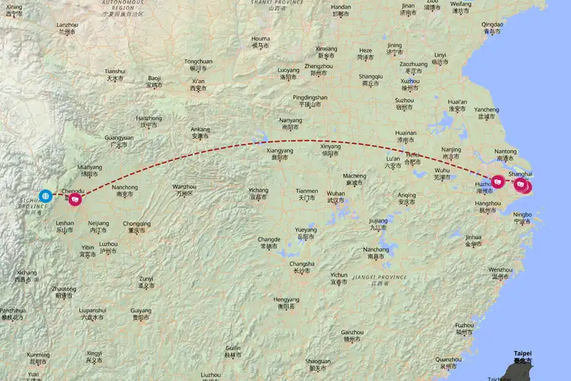 Example China itinerary planner route