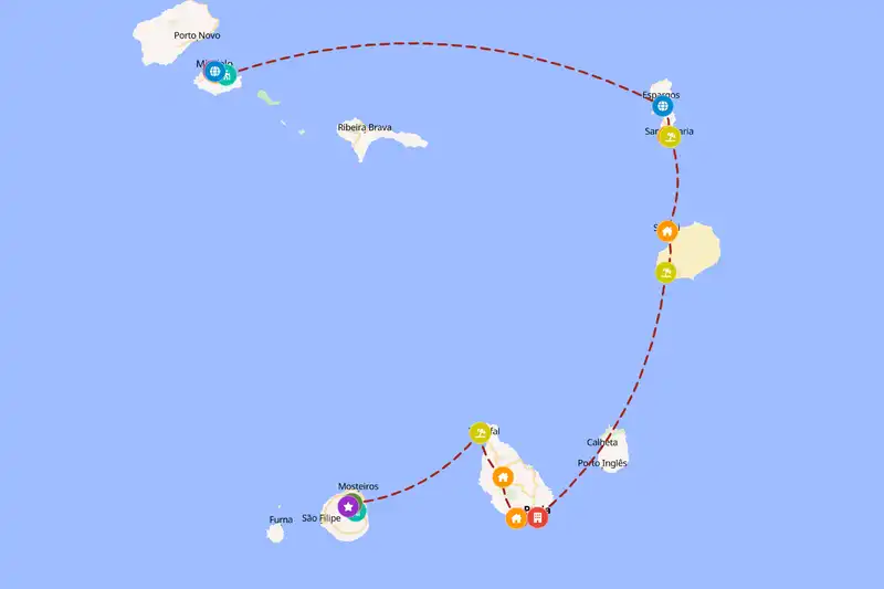 Example Cabo Verde itinerary planner route