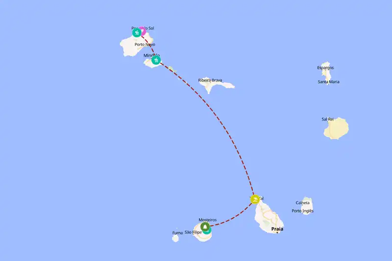 Example Cabo Verde itinerary planner route