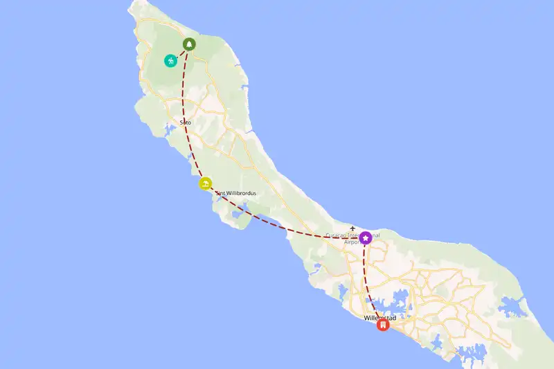 Example Curaçao itinerary planner route