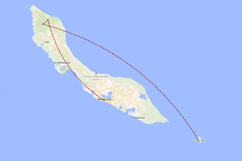 Example Curaçao itinerary planner route