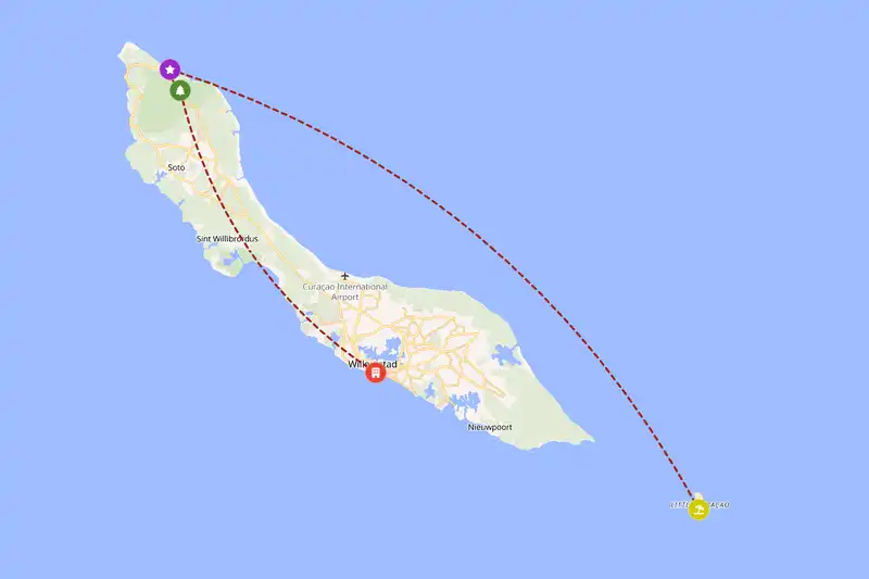 Example Curaçao itinerary planner route