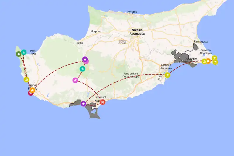 Example Cyprus itinerary planner route