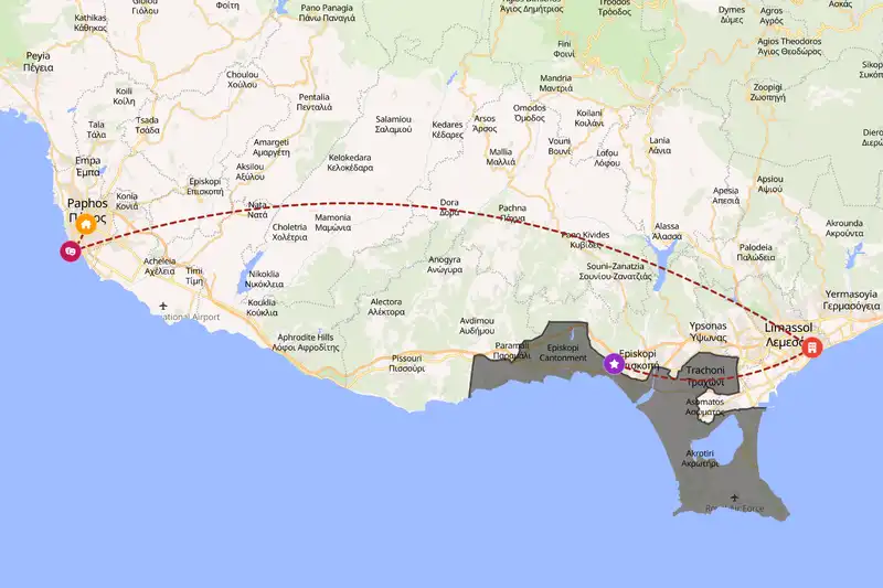 Example Cyprus itinerary planner route