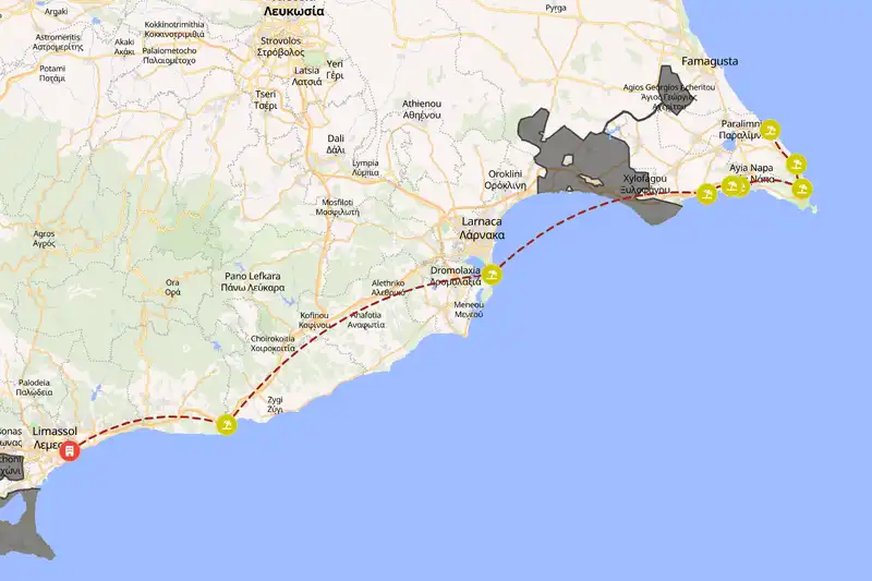 Example Cyprus itinerary planner route