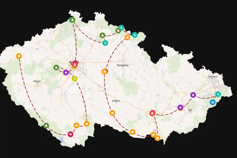 Example Czechia itinerary planner route