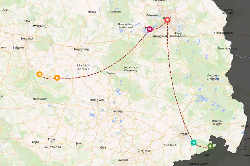 Example Germany itinerary planner route