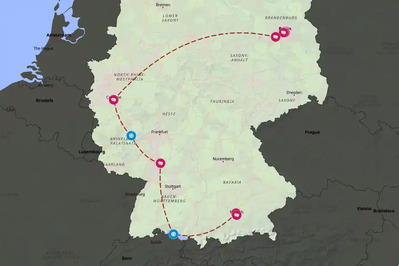 Example Germany itinerary planner route