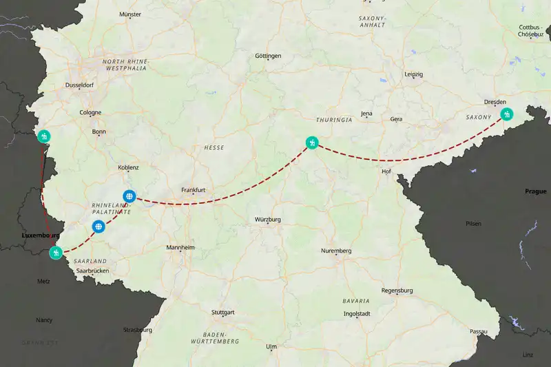 Example Germany itinerary planner route