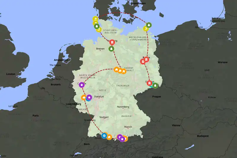 Example Germany itinerary planner route