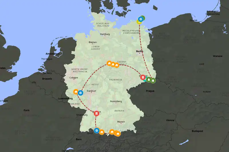 Example Germany itinerary planner route