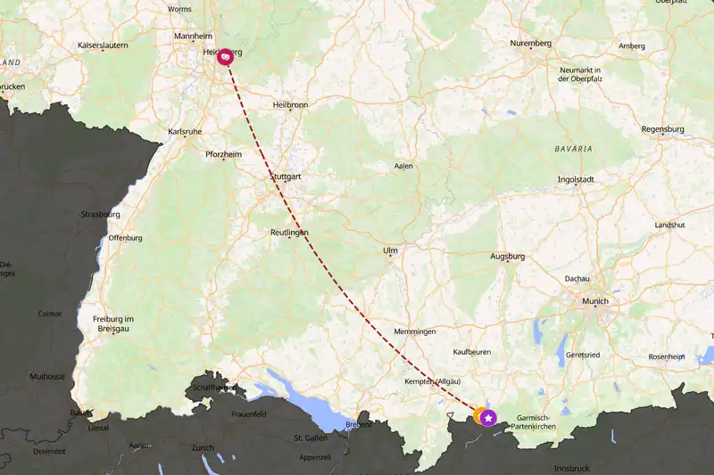 Example Germany itinerary planner route
