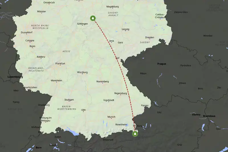 Example Germany itinerary planner route