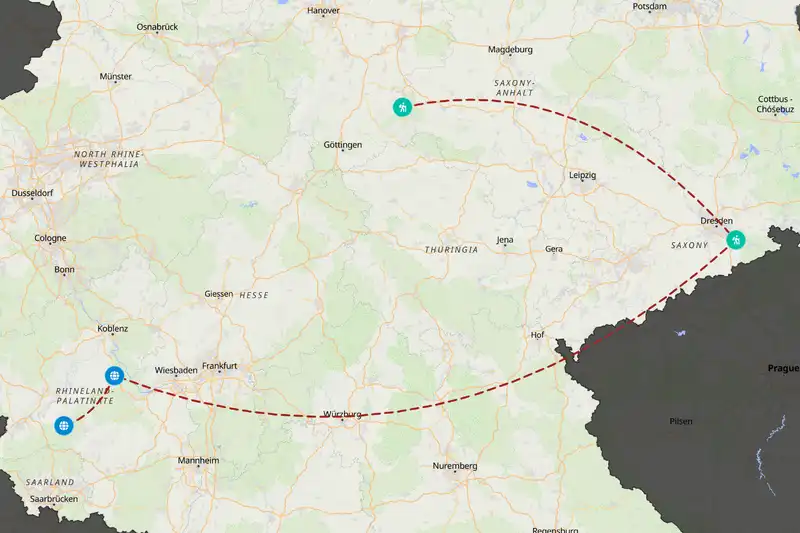 Example Germany itinerary planner route
