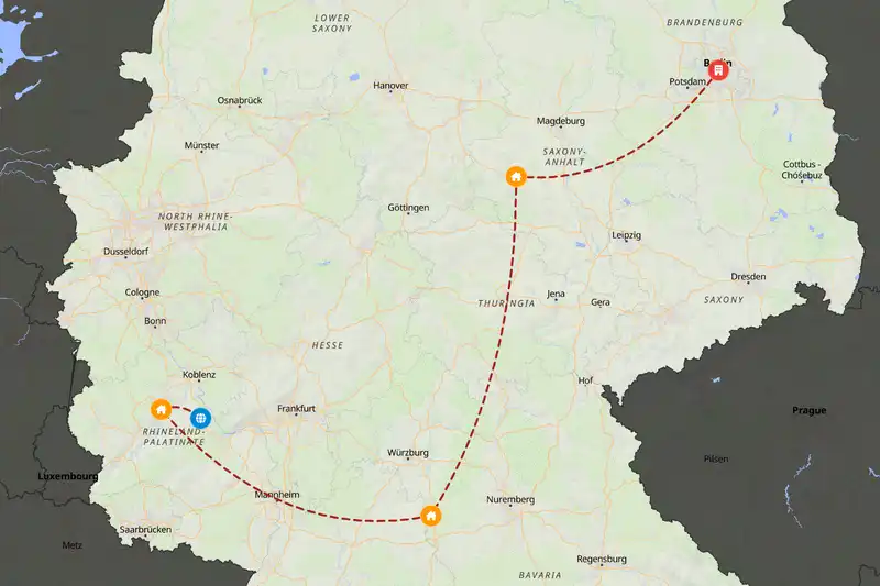 Example Germany itinerary planner route