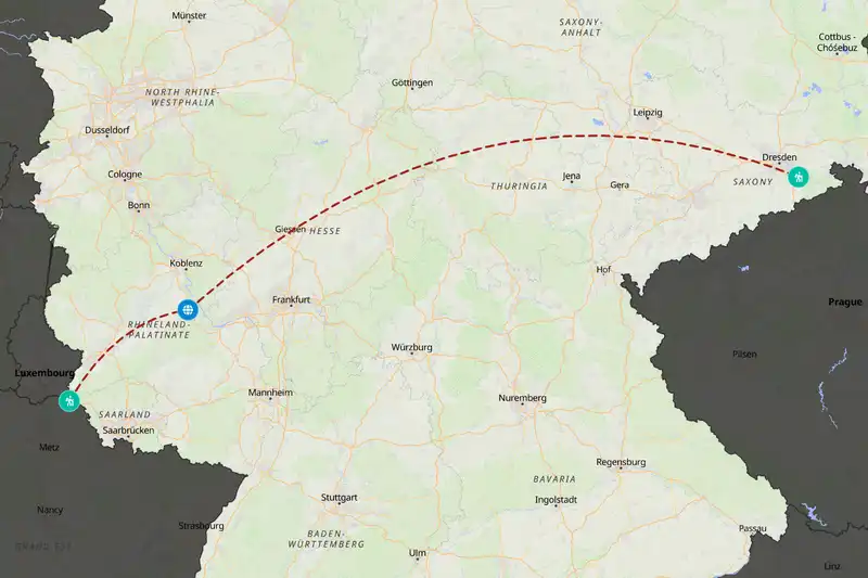 Example Germany itinerary planner route
