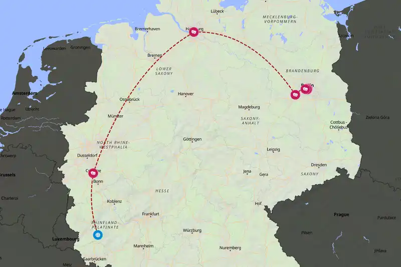 Example Germany itinerary planner route