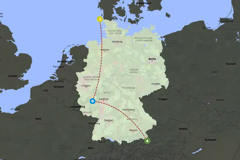 Example Germany itinerary planner route