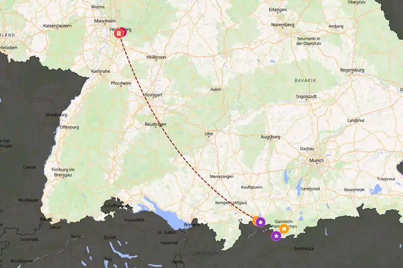 Example Germany itinerary planner route