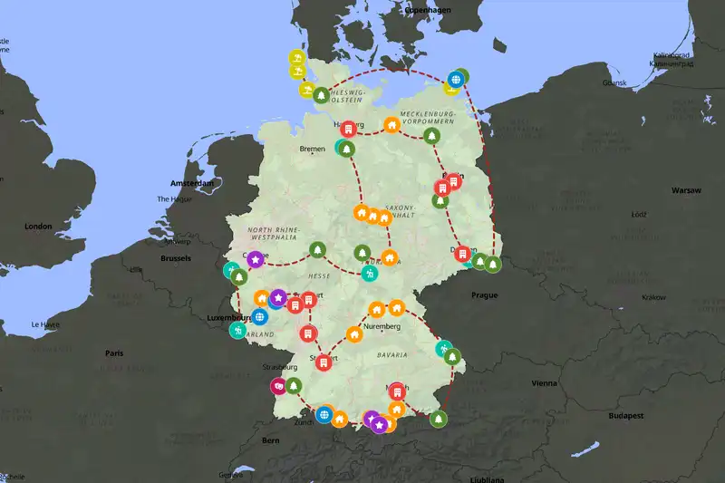 Example Germany itinerary planner route