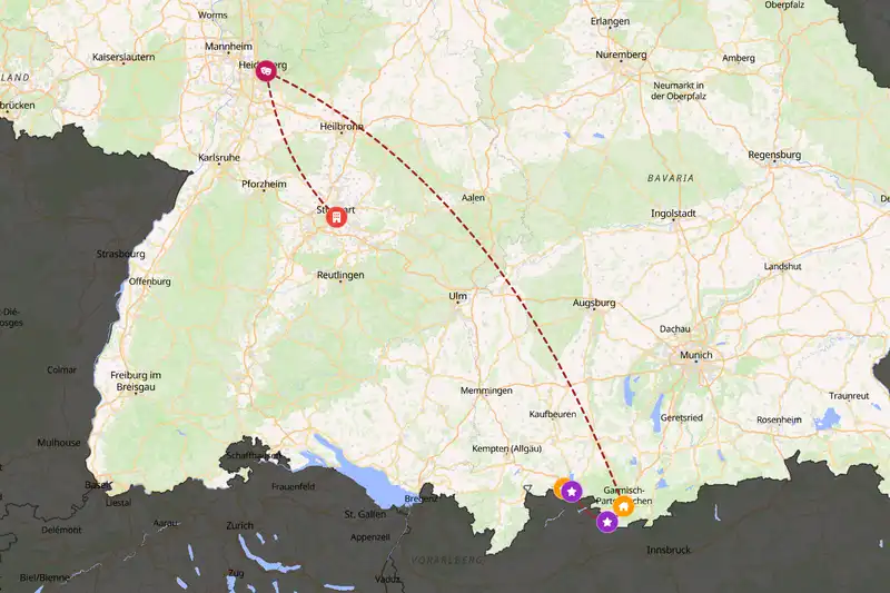 Example Germany itinerary planner route