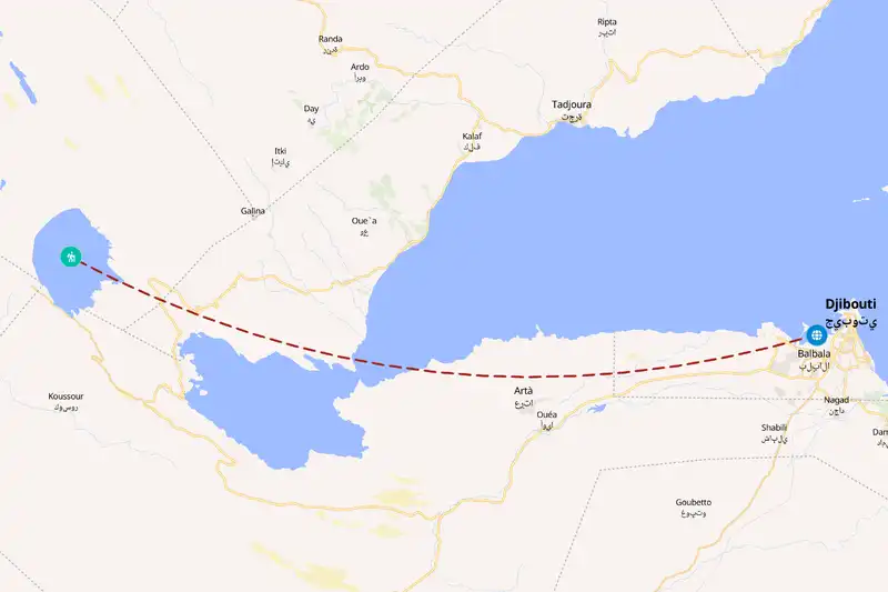 Example Djibouti itinerary planner route