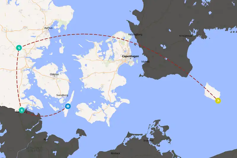 Example Denmark itinerary planner route