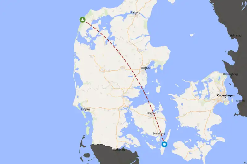 Example Denmark itinerary planner route