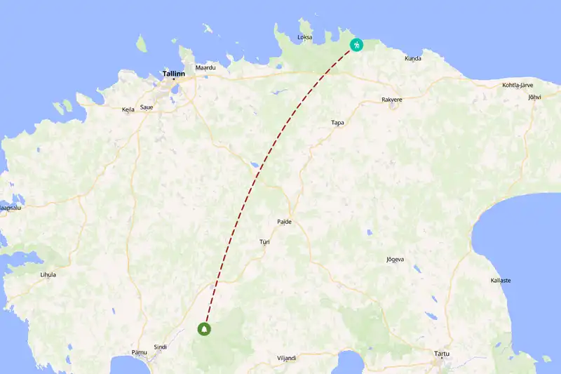 Example Estonia itinerary planner route