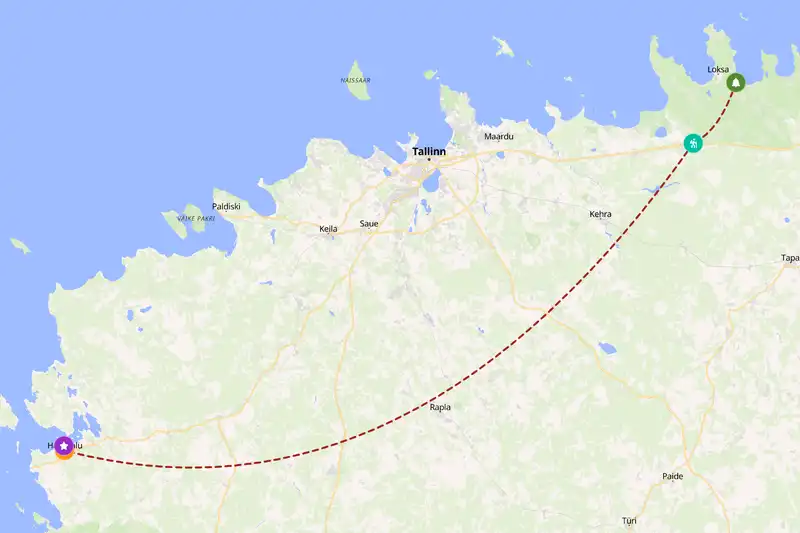 Example Estonia itinerary planner route