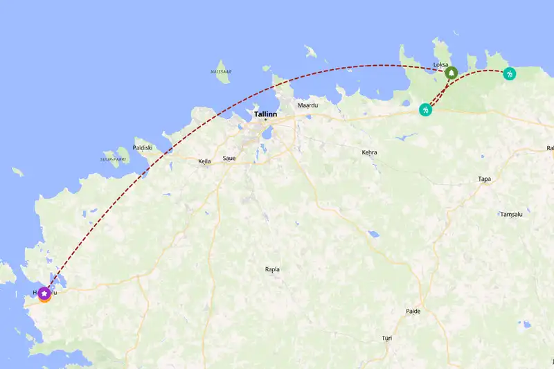 Example Estonia itinerary planner route