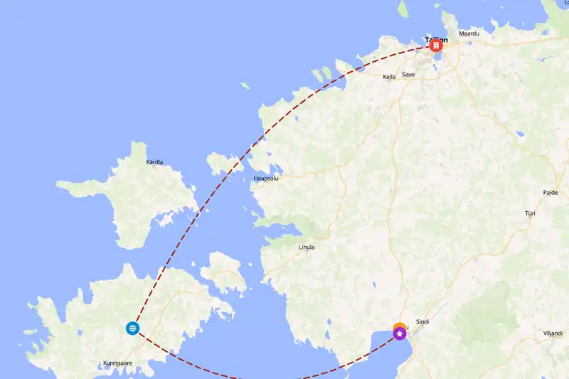 Example Estonia itinerary planner route