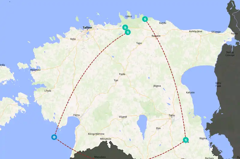 Example Estonia itinerary planner route