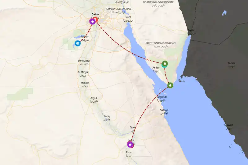 Example Egypt itinerary planner route