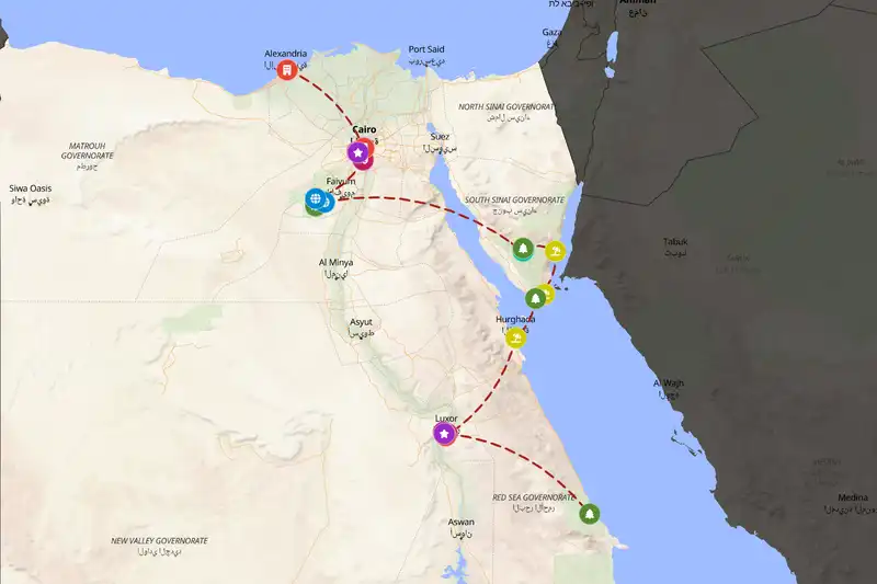 Example Egypt itinerary planner route