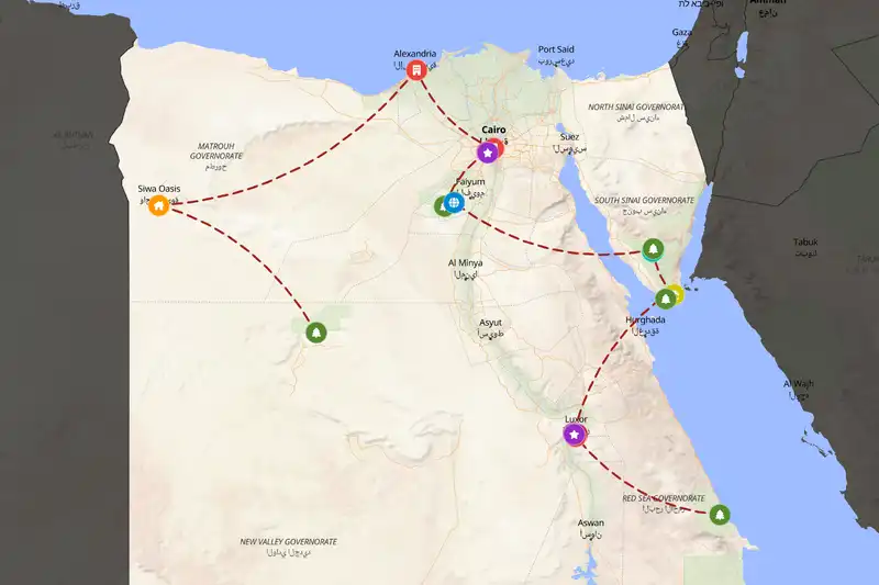 Example Egypt itinerary planner route