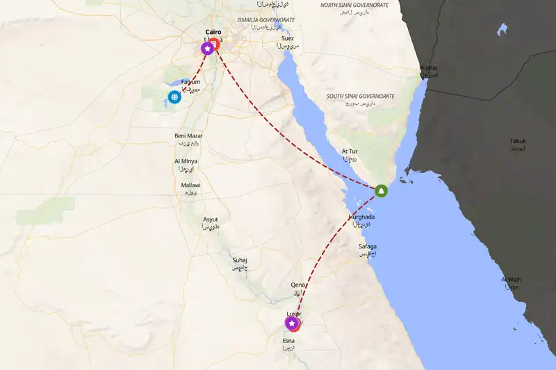 Example Egypt itinerary planner route